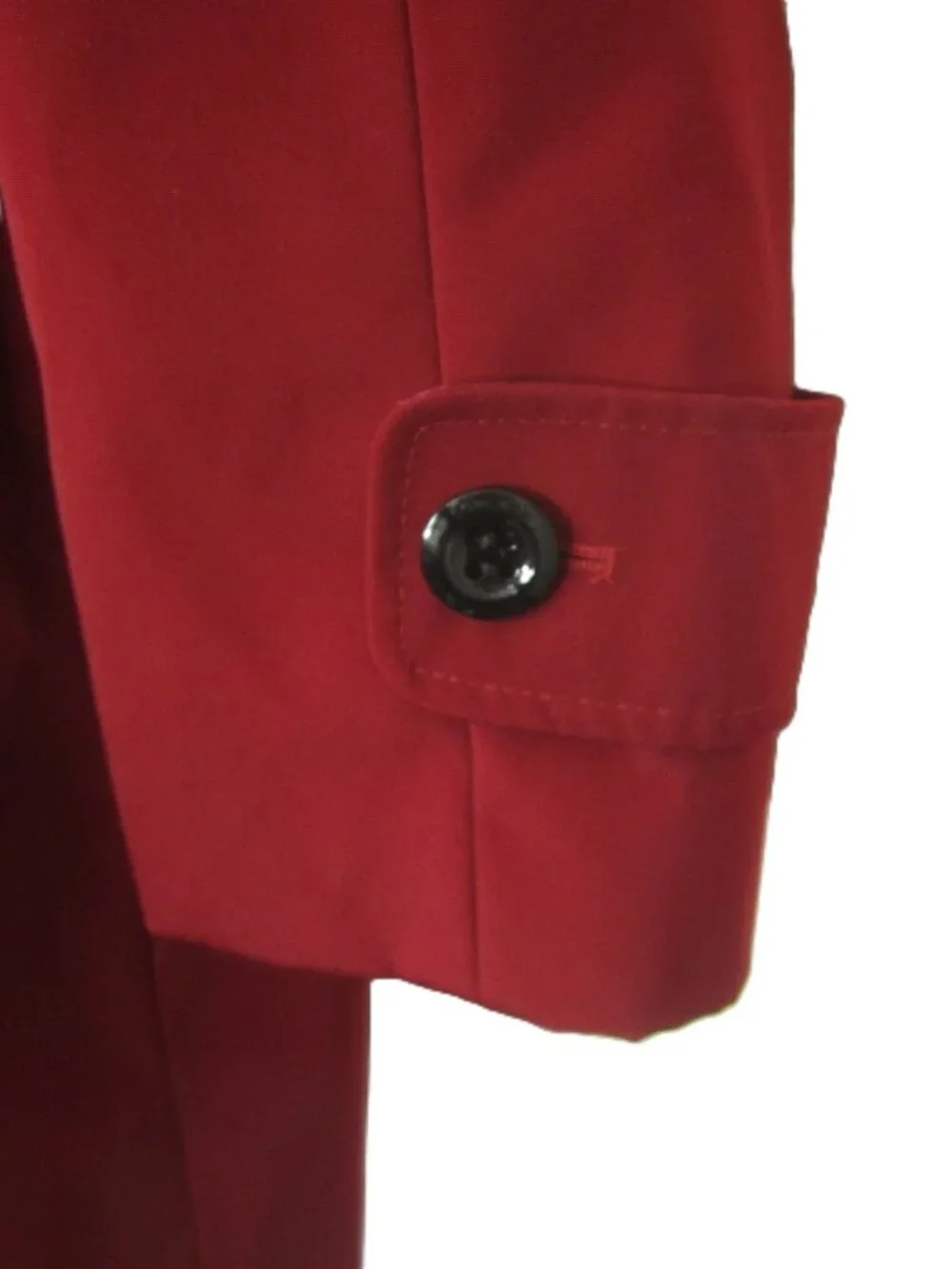 Calvin Klein EUC Size XL Rain Trench Coat Hood Red Polyester Button Long - Picture 9 of 14
